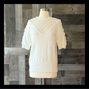 Maurada vintage 80s white knit top medium angelic cottagecore coastal grandma